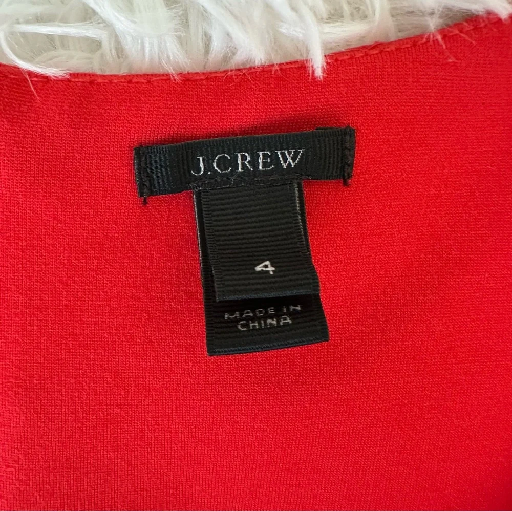 J.Crew Red Ponte Knit Fit Flare Sleeveless Dress Career Cocktail Wedding Size 4